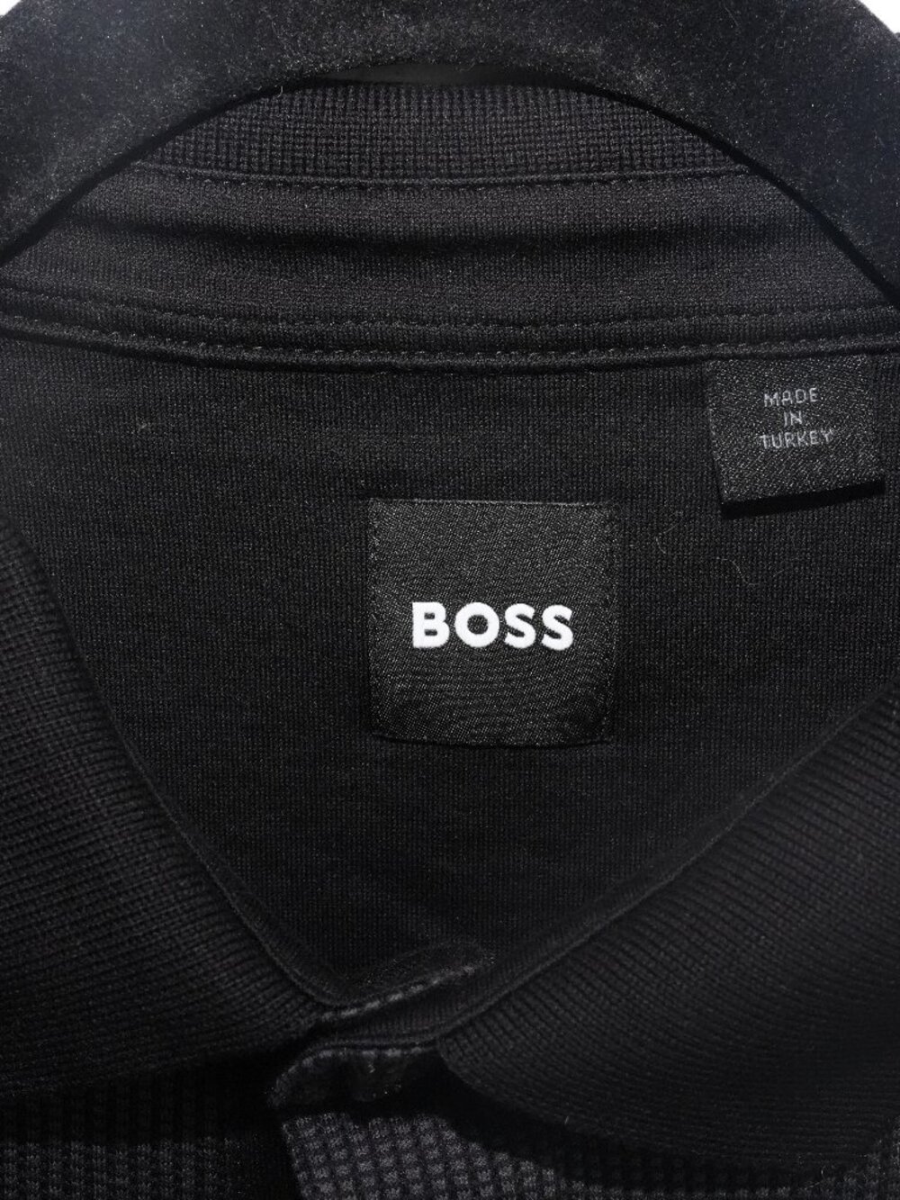 BOSS Long Sleeve Polo Shirt Black Textured Knit Men's L